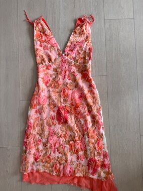 Laundry by Shelli Segal Floral Pink V-Neck Slip Dress